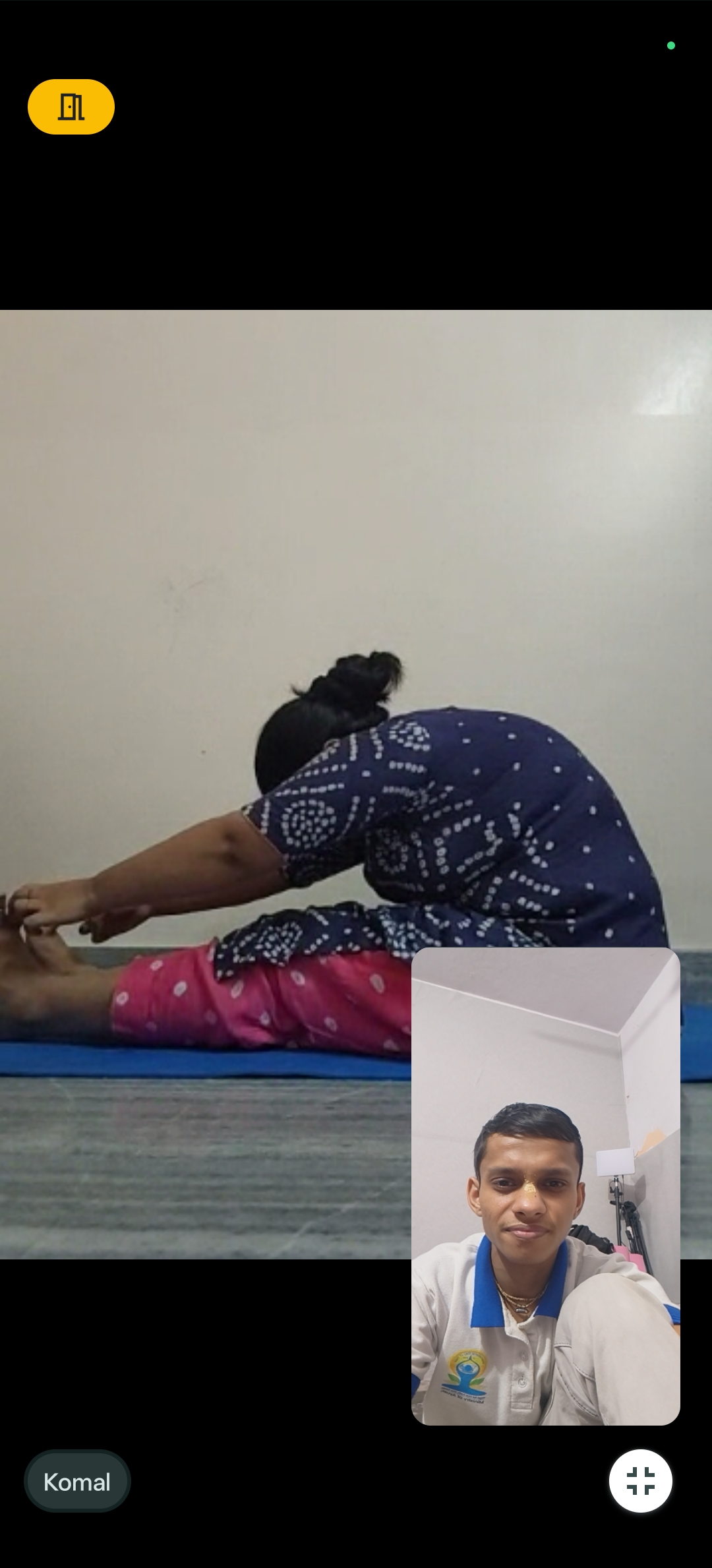 Devine Yoga live class and founder Dev guiding stress-relief yoga