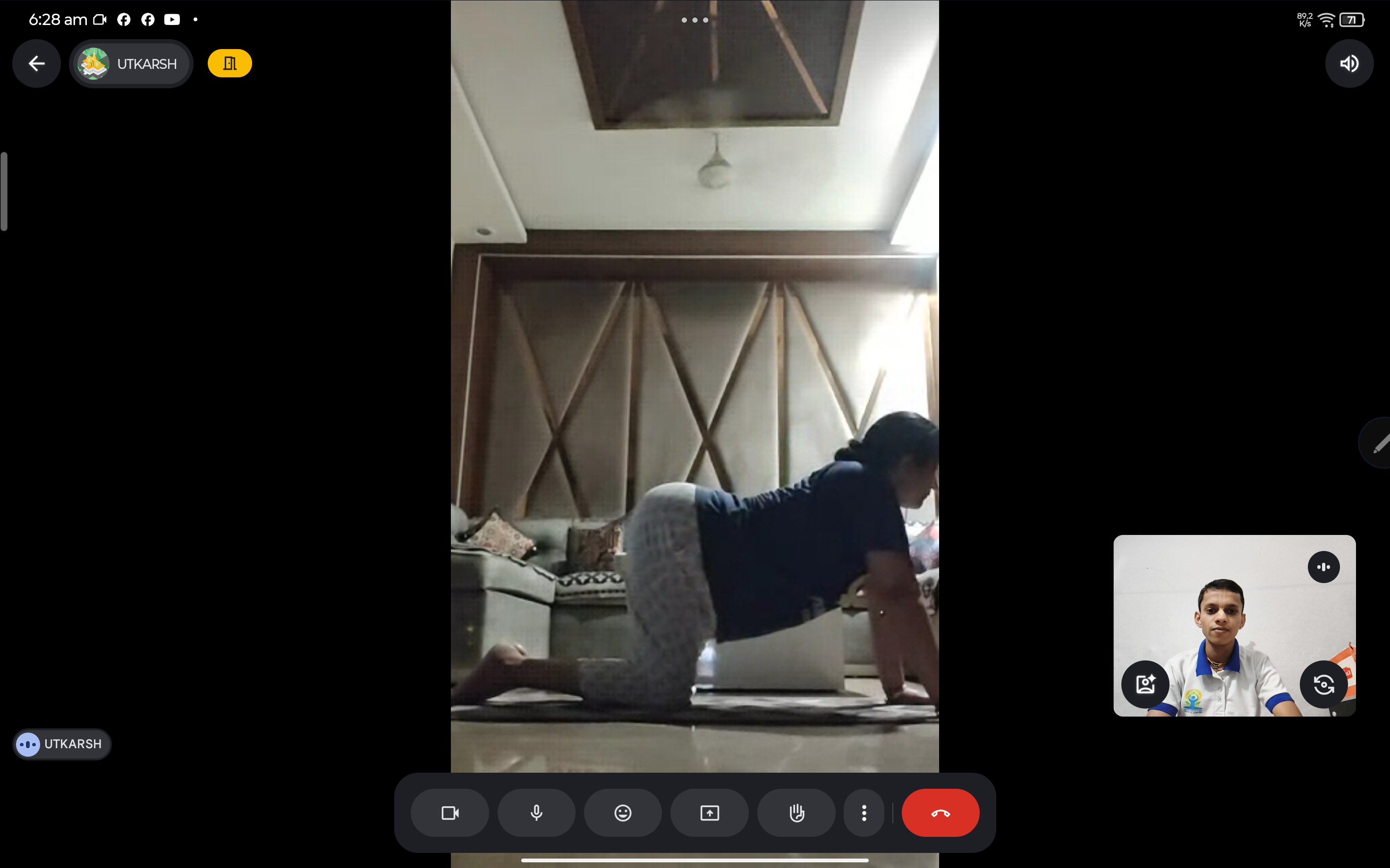 Devine Yoga live class and founder Dev guiding stress-relief yoga