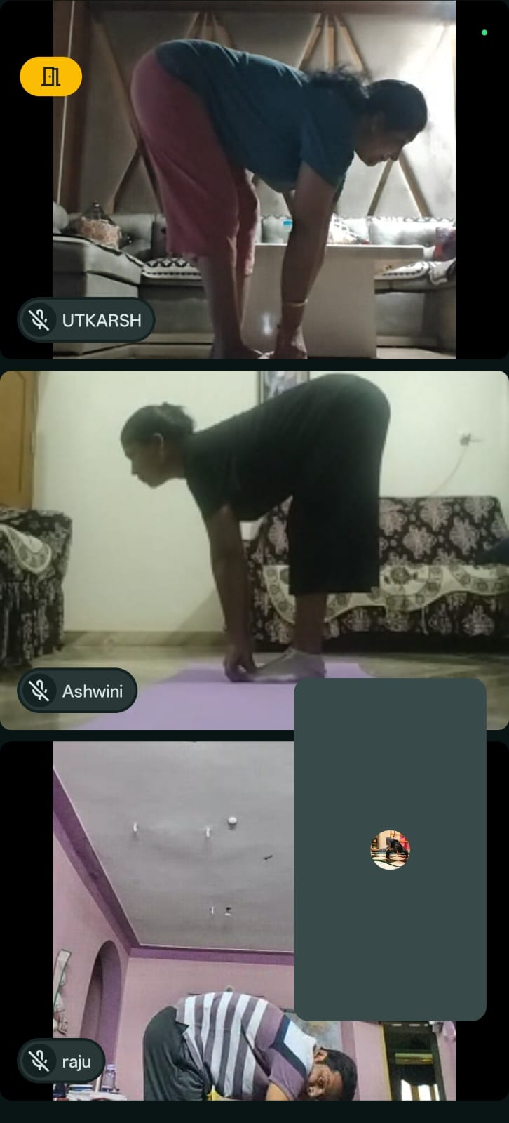 Devine Yoga live class and founder Dev guiding stress-relief yoga