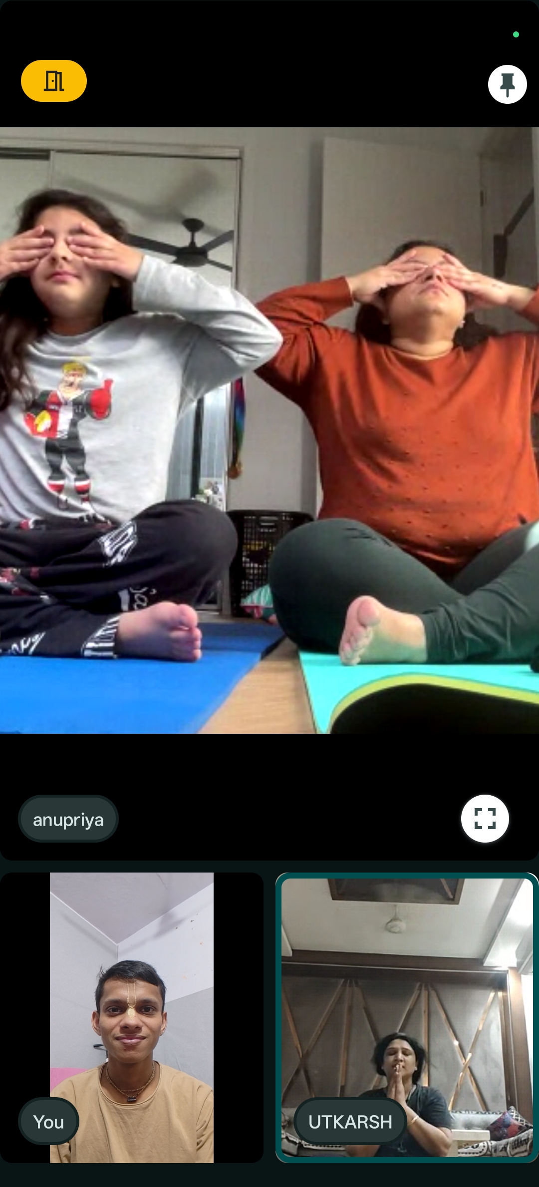 Devine Yoga live class and founder Dev guiding stress-relief yoga